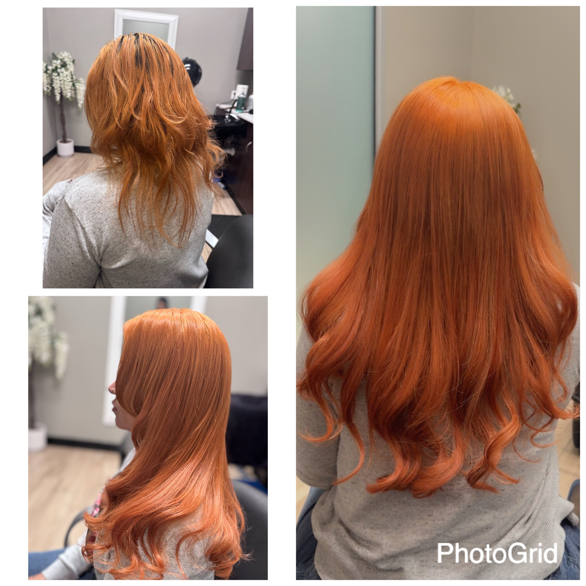 Copper hair color transformation before and after