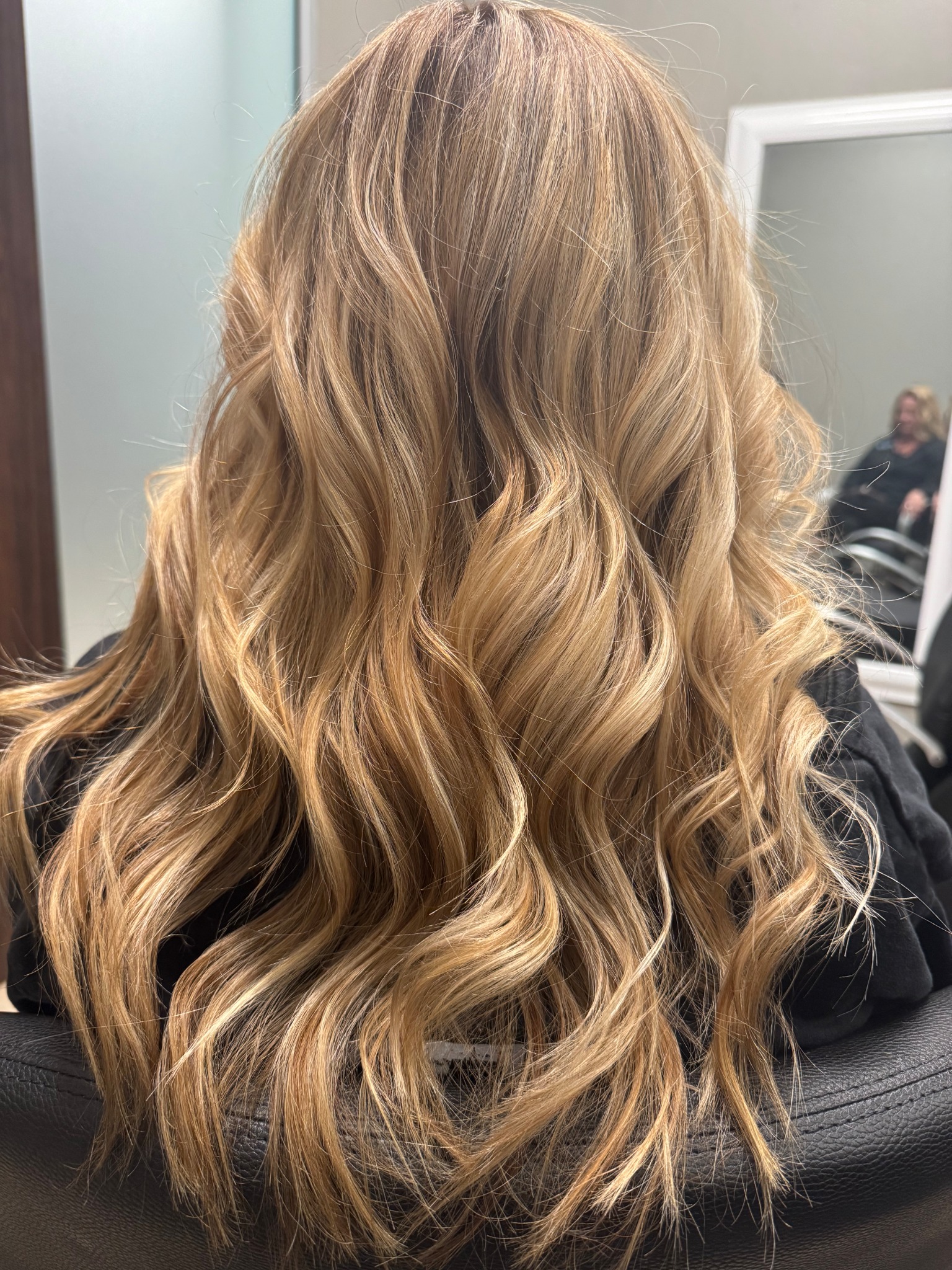 Invisible bead extensions honey blonde waves result